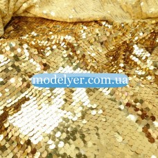 Ткань Пайеточная круглая средняя (золото)